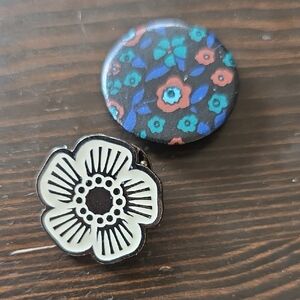 3 Coach collectible Floral Pin + Flotal Black, Blue, Red Pin + UNI pin!